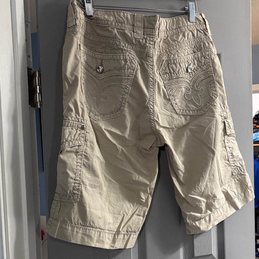 Rock Revival Women's Khaki Cargo Shorts - Beige Utility Style - Picture 3 of 4